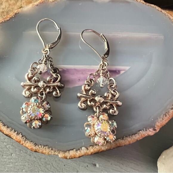 FI Sterling Silver Crystal Beaded Earrings - Picture 5 of 7